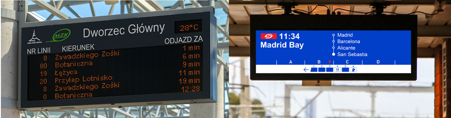 LED and LCD using in public transit display