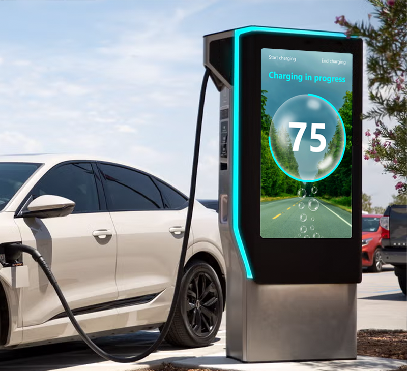 EV charging pile intergate with digital sigange